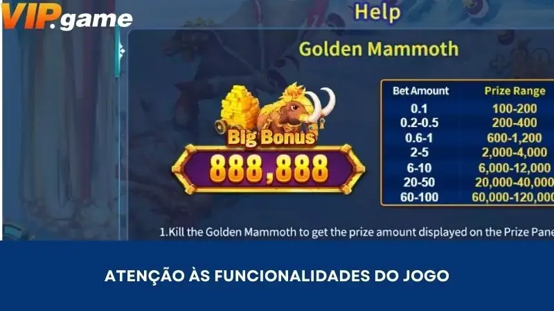 Atenção às funcionalidades do jogo