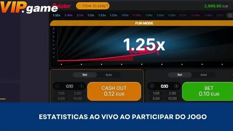 Estatísticas ao vivo ao participar do jogo